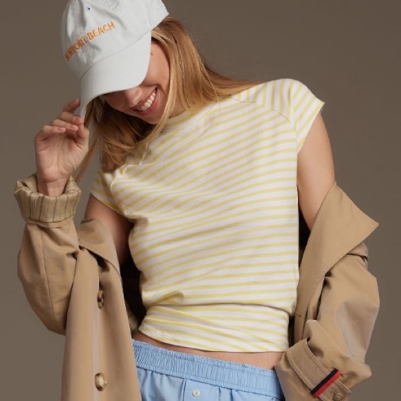 Pilcro Tops - Anthropologie Pilcro Striped Mock Nack Tee